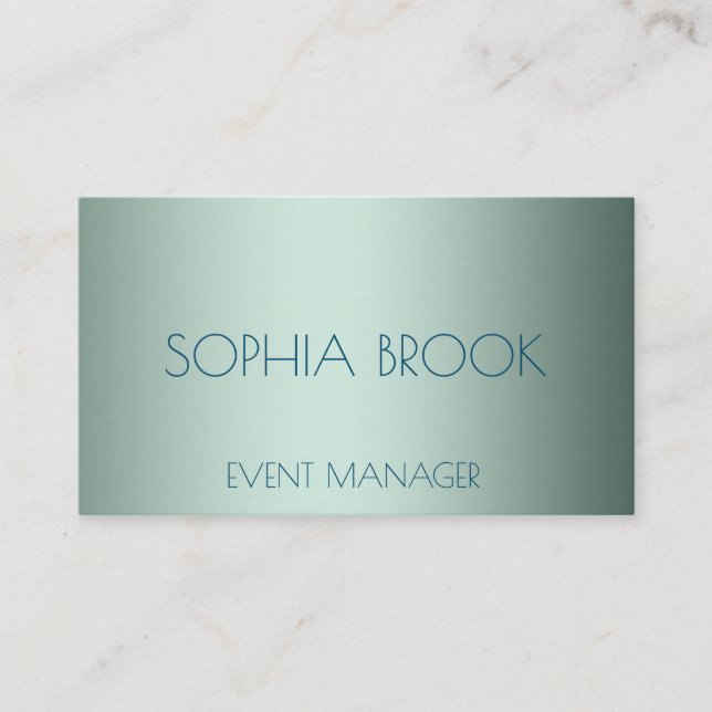 Personalized luxury icy blue metallic foil business card (Front)