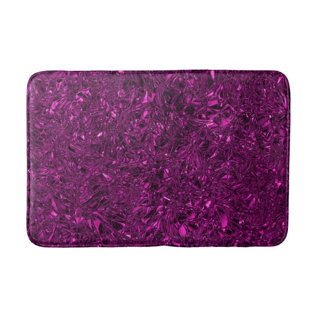Personalized luxury magenta crushed foil bath mat (Front)