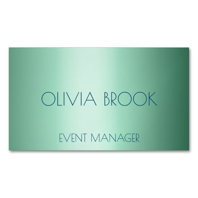 Personalized luxury mint green metallic foil 	Magnetic business card (Front)