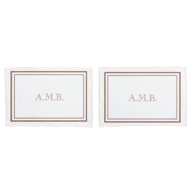 Personalized Luxury Mocha Monogram Standard Pillowcase (Front-Set)