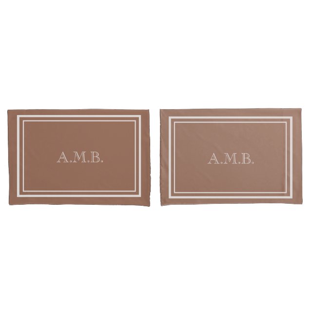 Personalized Luxury Mocha Monogram Standard Pillowcase (Front-Set)