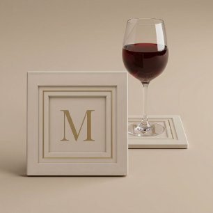 Personalized Luxury Monogram Glass Coaster
