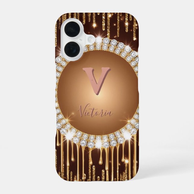 Personalized luxury monogram letter iPhone 16 case (Back)