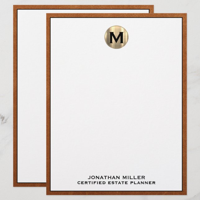 Personalized Luxury Monogram Letterhead Name Title (Front/Back)