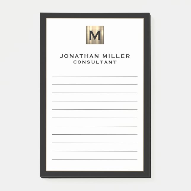 Personalized Luxury Monogram Lined Post-it Notes (Front)