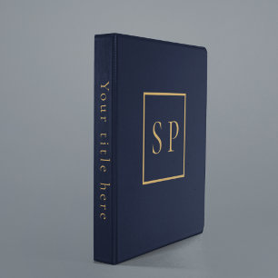 Personalized Luxury Navy & Gold Monogram Portfolio Binder