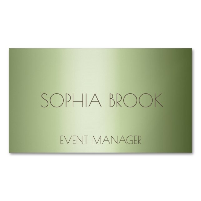 Personalized luxury olive green metallic foil 	Magnetic business card (Front)