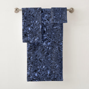 Personalized luxury silver crushed foil bath towel set