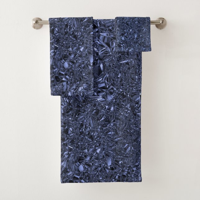 Personalized luxury silver crushed foil bath towel set (Insitu)