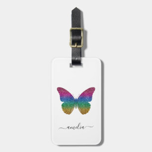 Personalized Luxury Sparkling Glitter Butterfly Luggage Tag