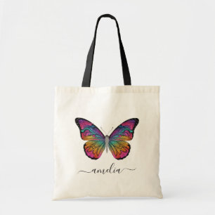 Personalized Luxury Sparkling Glitter Butterfly    Tote Bag
