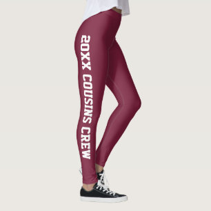 Personalized Luxury Velvet Burgundy Family Reunion Leggings