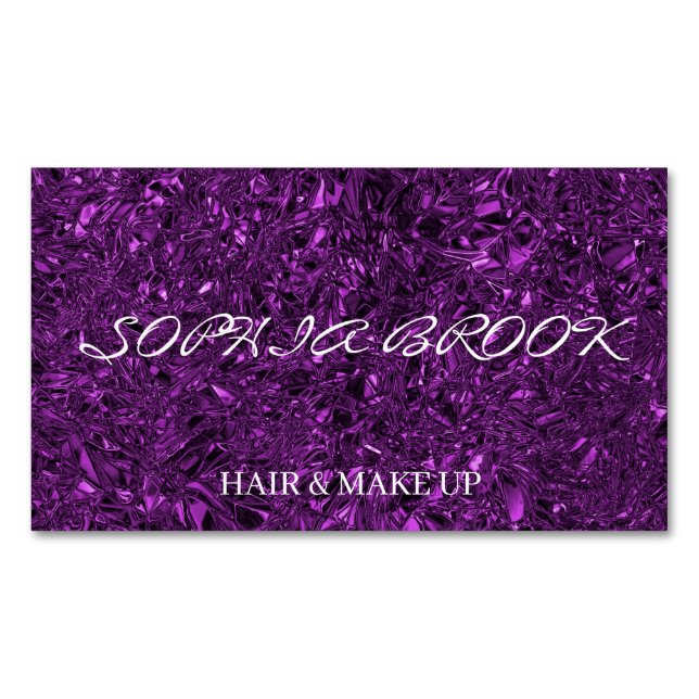 Personalized luxury violet crushed foil 	Magnetic business card (Front)