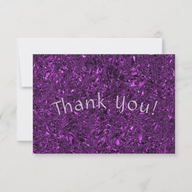 Personalized luxury violet crushed foil thank you card (Front)