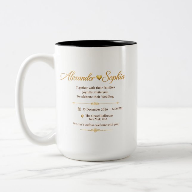Personalized Luxury Wedding Invitation Mug (Left)