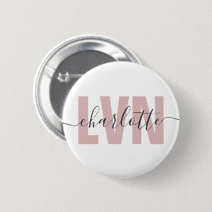 Personalized LVN Licensed Vocational Nurse Chic 2 Inch Round Button