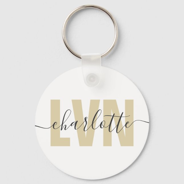 Personalized LVN Licensed Vocational Nurse Chic Keychain (Front)