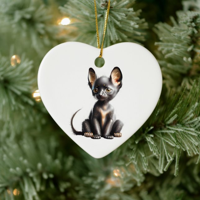 Personalized Lykoi Kitten Ceramic Ornament (Tree)