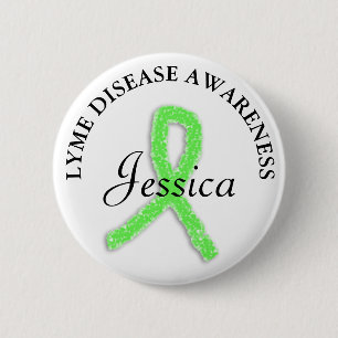 Personalized Lyme Disease Ribbon Name tag Button