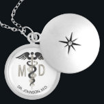 Personalized - M.D. Medical Symbol Caduceus Locket Necklace<br><div class="desc">Personalized M.D. Medical Symbol Caduceus Necklace ready for you to personalize. ✔Note: Not all template areas need changed. 📌If you need further customization, please click the "Click to Customize further" or "Customize or Edit Design"button and use our design tool to resize, rotate, change text colour, add text and so much...</div>