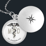 Personalized - M.D. Medical Symbol Caduceus Locket Necklace<br><div class="desc">Personalized M.D. Medical Symbol Caduceus Necklace ready for you to personalize. ✔Note: Not all template areas need changed. 📌If you need further customization, please click the "Click to Customize further" or "Customize or Edit Design"button and use our design tool to resize, rotate, change text colour, add text and so much...</div>