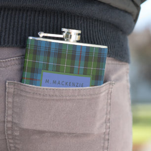 Personalized MacKenzie Tartan Mens Flask Him