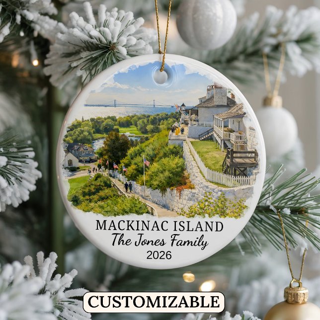 Personalized Mackinac Island, Custom Michigan Ceramic Ornament (Creator Uploaded)
