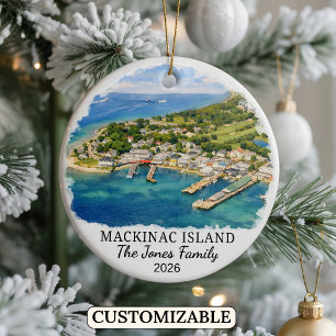 Personalized Mackinac Island, Custom Michigan Ceramic Ornament