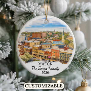 Personalized Macon Ornament, Custom Georgia Ceramic Ornament
