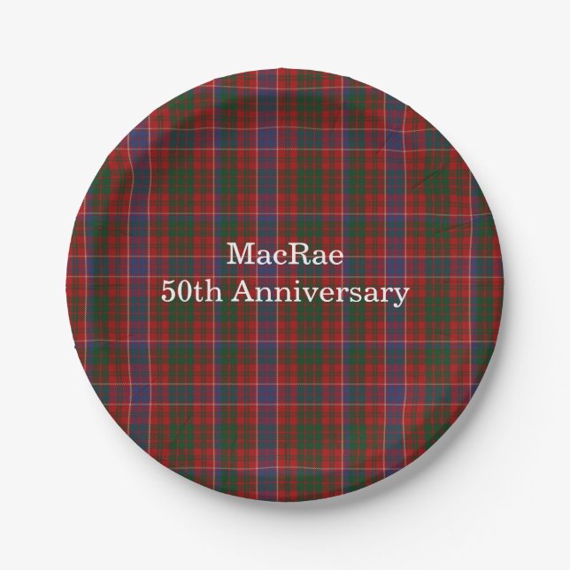 Personalized MacRae Clan Tartan Plaid Paper Plate (Front)