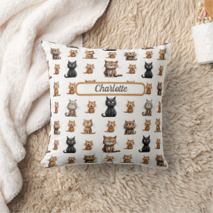 Personalized Mad Funny Cats   Throw Pillow
