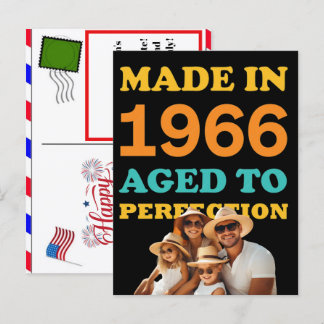 Personalized Made in 1966 aged to perfection, 4th Holiday Postcard