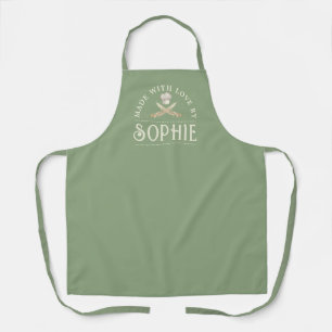 Personalized Made With Love Green Apron