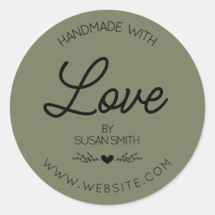 Personalized Made with Love Handmade Classic Round Sticker