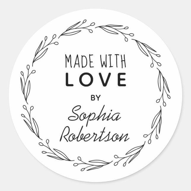 Personalized Made with Love Wreath Product Label (Front)
