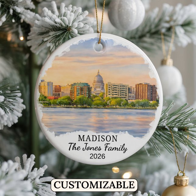 Personalized Madison Ornament, Custom Wisconsin Ceramic Ornament (Creator Uploaded)