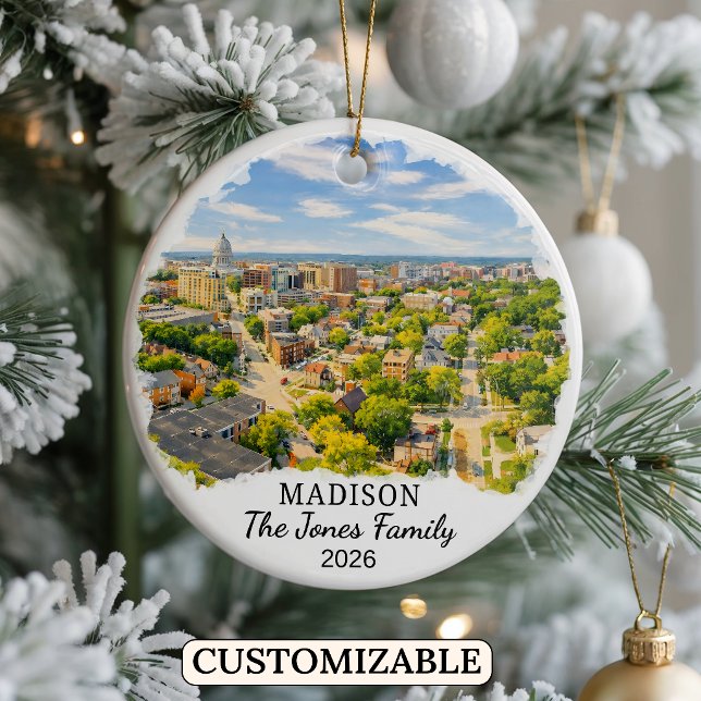 Personalized Madison Ornament, Custom Wisconsin Ceramic Ornament (Creator Uploaded)