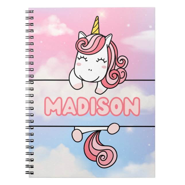 Personalized Madison Unicorn Girlie Notebook (Front)