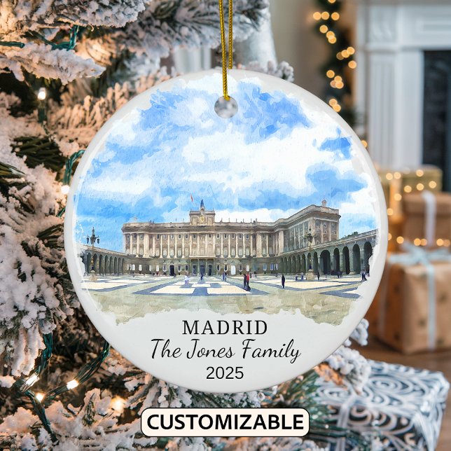 Personalized Madrid Ornament, Spain Gift Ceramic Ornament (Creator Uploaded)