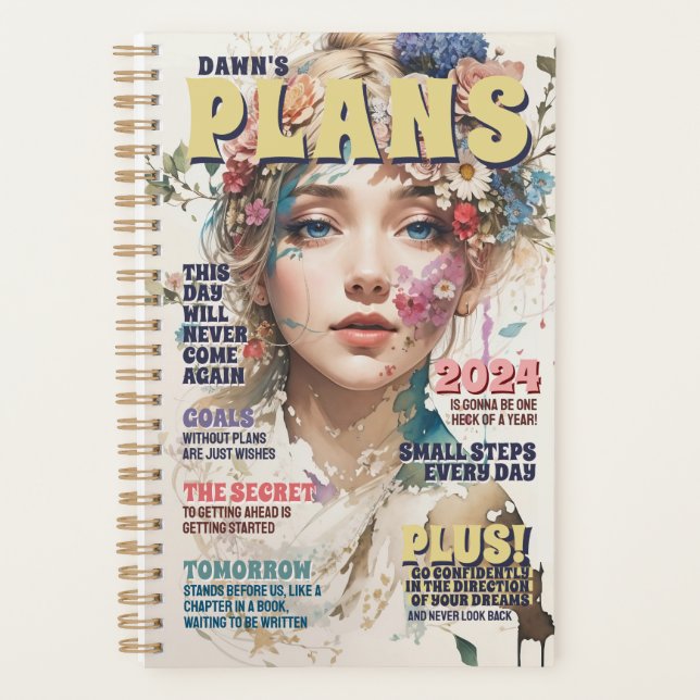 Personalized Magazine Cover Goals Quotes Planner (Front)
