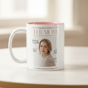 Personalized Magazine Cover Mom – Custom Photo Two-Tone Coffee Mug