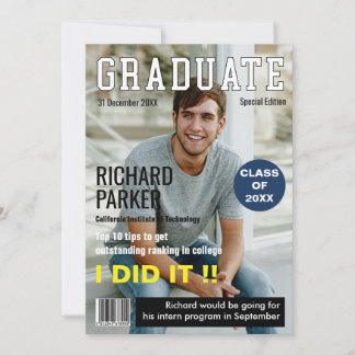 Personalized Magazine Style Graduation Thank You Card