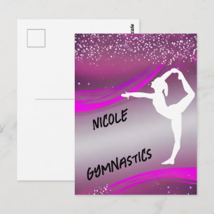 Personalized Magenta Gymnast Silhouette Postcard