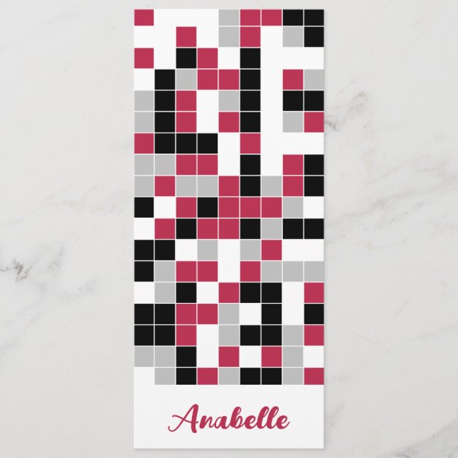 Personalized Magenta Red Geometric Bookmark (Front)
