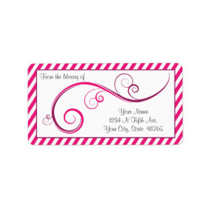 Personalized Magenta Swirl Bookplate Label