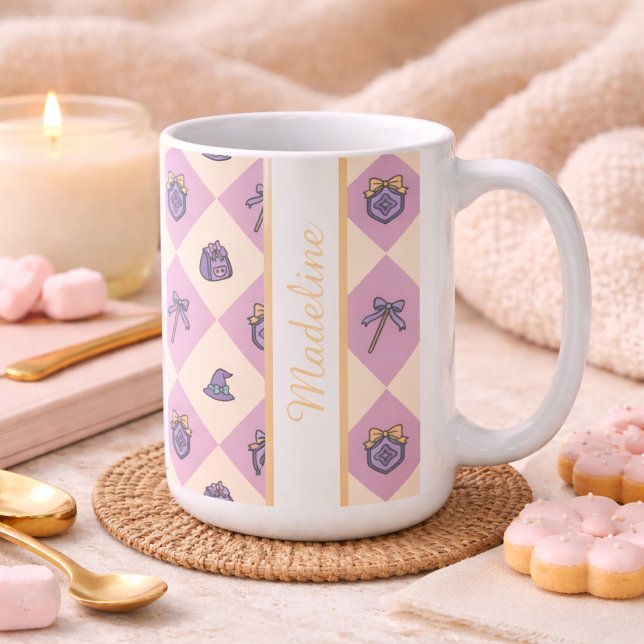 Personalized Magic Academy Wizard School Pink Coffee Mug (Creator Uploaded)