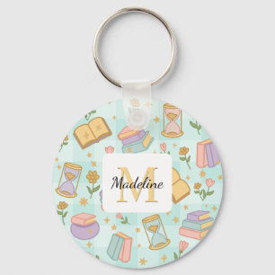 Personalized Magic Books Girly Mint Green School Keychain