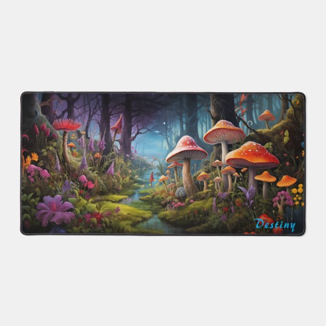 Personalized Magic Mushroom Forest Desk Mat (Front)