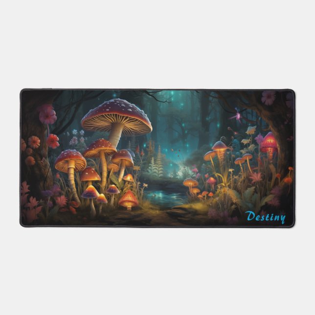 Personalized Magic Mushroom Forest Desk Mat (Front)