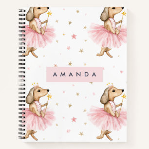 Personalized Magical Fairy Dachshund Dog in Pink  Notebook